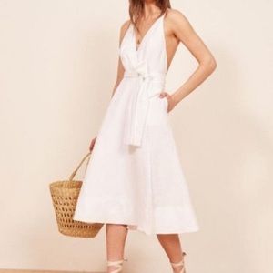 Reformation “Maggie” Dress, white linen